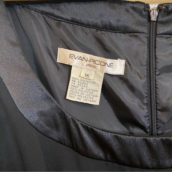Evan Picone Black Sleeveless Cocktail Dress Size 16 - Picture 4 of 9